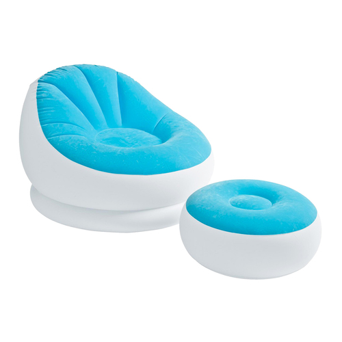 Intex โซฟาเป่าลมเบาะวางขา โซฟา เบาะนั่ง (สีขาว/ฟ้า) แถมฟรี! ที่สูบลม (ฺBlue)