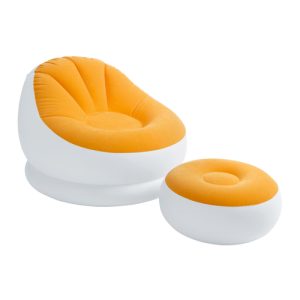 HLCSFMNN00001OO Getzhop โซฟาเป่าลมเบาะวางขา โซฟา เบาะนั่ง (สีขาว/ฟ้า) แถมฟรี! ที่สูบลม (Orange)