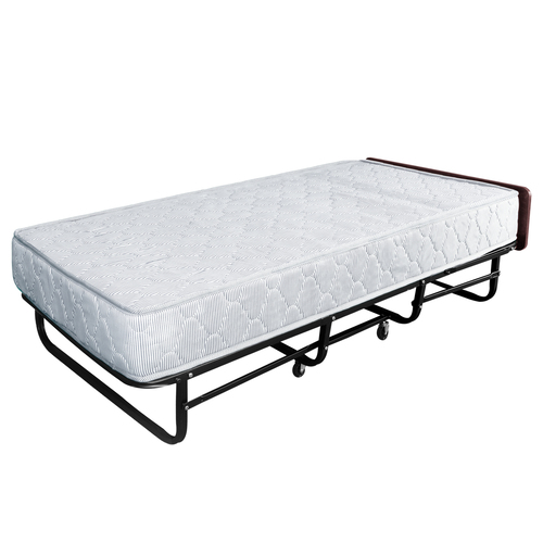 HLCBEMNN00130TL Getzhop เตียงสปริงพับได้ เตียงนอนเสริมโรงแรม เตียงเสริมพับเก็บได้ เบาะหนา 20 ซม. ขนาด 3ฟุต มีไม้หัวเตียง รุ่น LK-SP01