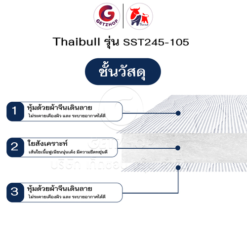 HLTSPCNN00003-6 Thaibull เบาะที่นอนใยสังเคราะห์ เบาะเตียงนอน เบาะรองนอน ขนาด 3.5 ฟุต หนา 4 นิ้ว รุ่น SST245-105 (แบบพับได้)