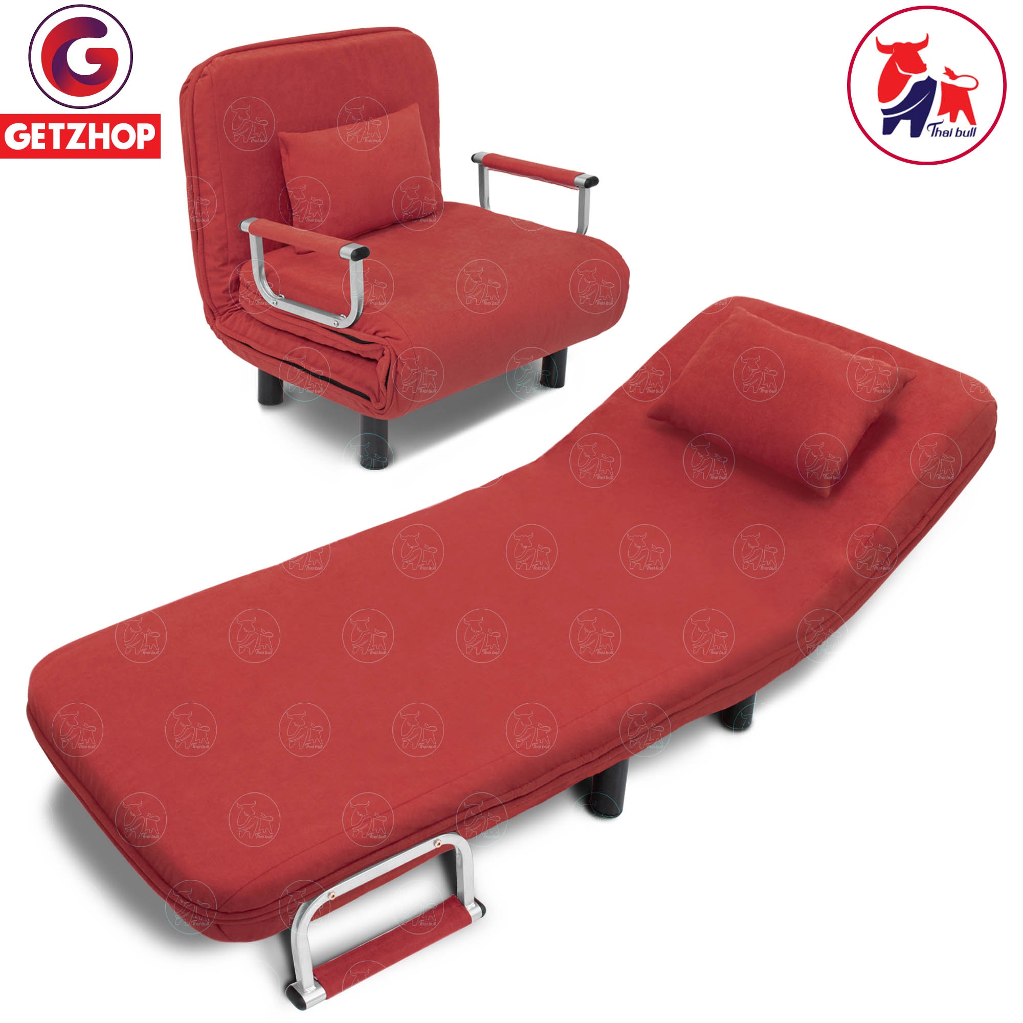 HLCBEMNN00027RL-4-1.jpg Thaibull รุ่น RL832-80 โซฟาเบด เตียงนอน โซฟานั่งและเตียงนอน Sofa bed 3IN1 ขนาด 190x75x25 cm. (สีแดง)