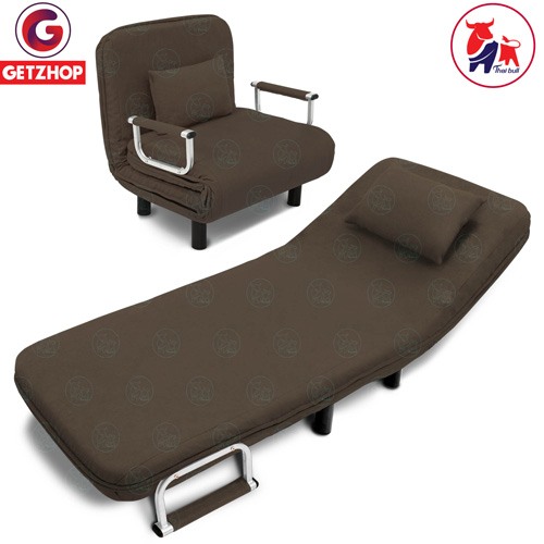 Getzhop โซฟาเบด เตียงนอน โซฟานั่งและเตียงนอน Sofa Bed (3IN1) Thaibull  รุ่น RL832-65 ขนาด (65x 192 x25 cm.) สีน้ำตาล
