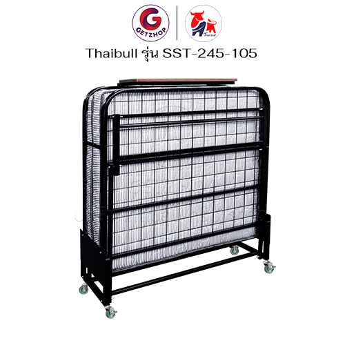 HLTBEMNN00002-6 Thaibull เตียงนอนพร้อมเบาะ เตียงเหล็ก เตียงเสริมโรงแรม ขนาด 3.5 ฟุต พับได้ รุ่น SST-245-105 (มีล้อ)